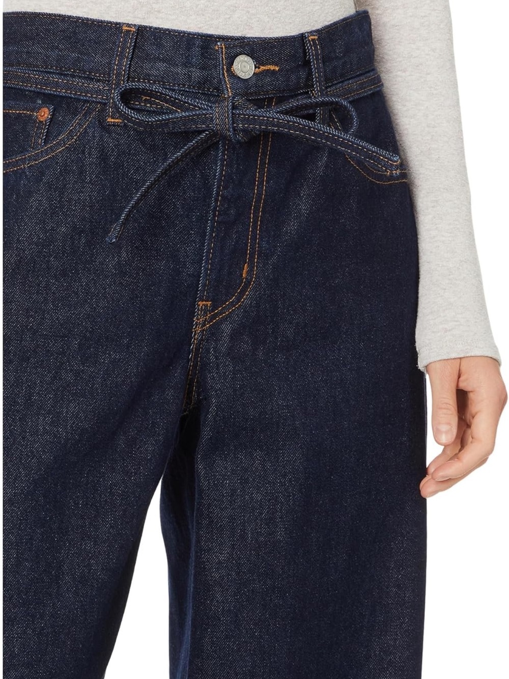 Levi's Women's Dark Blue XL straight -Leg Tie-Waist Jeans size 27 - Picture 5 of 6